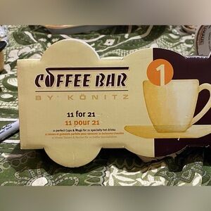 4 espresso cups/saucers. New in Box, white porcelain. Konitz (Germany) 2009.